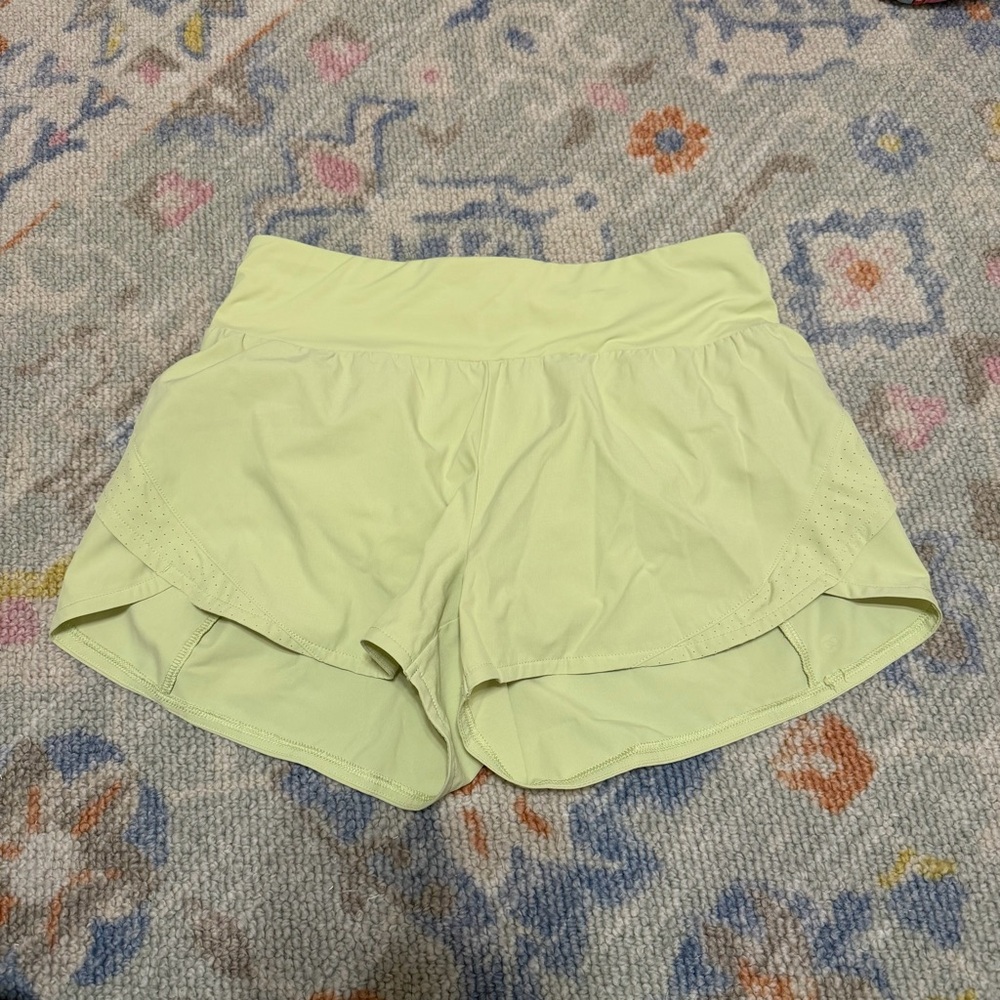 NWOT Calia Kick It Up Performance Shorts 3” Yellow Green